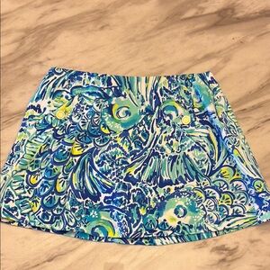 Lilly Pulitzer Blue and Green Skater Mini Skirt
